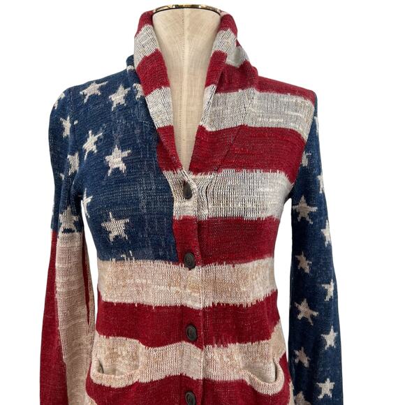 Denim & Supply Ralph Lauren American Flag-Print Shawl Cardigan Sweater Size XS - Picture 3 of 12